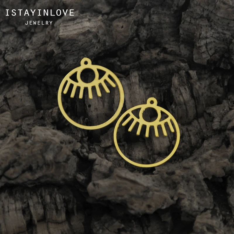 

Handmade Jewelry Making Supplies Pendant Cut Metal Raw Brass Eyes Ball Circle Charm For DIY Necklace Earring Brooch RD484 6