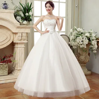 MEJOR COMPRA ❤️ Vestidos De novia De China, vestido De baile blanco elegante, escote con forma De corazón De encaje, con cuentas, sin espalda, para boda, 2020 - discount item 15% OFF Bodas y eventos