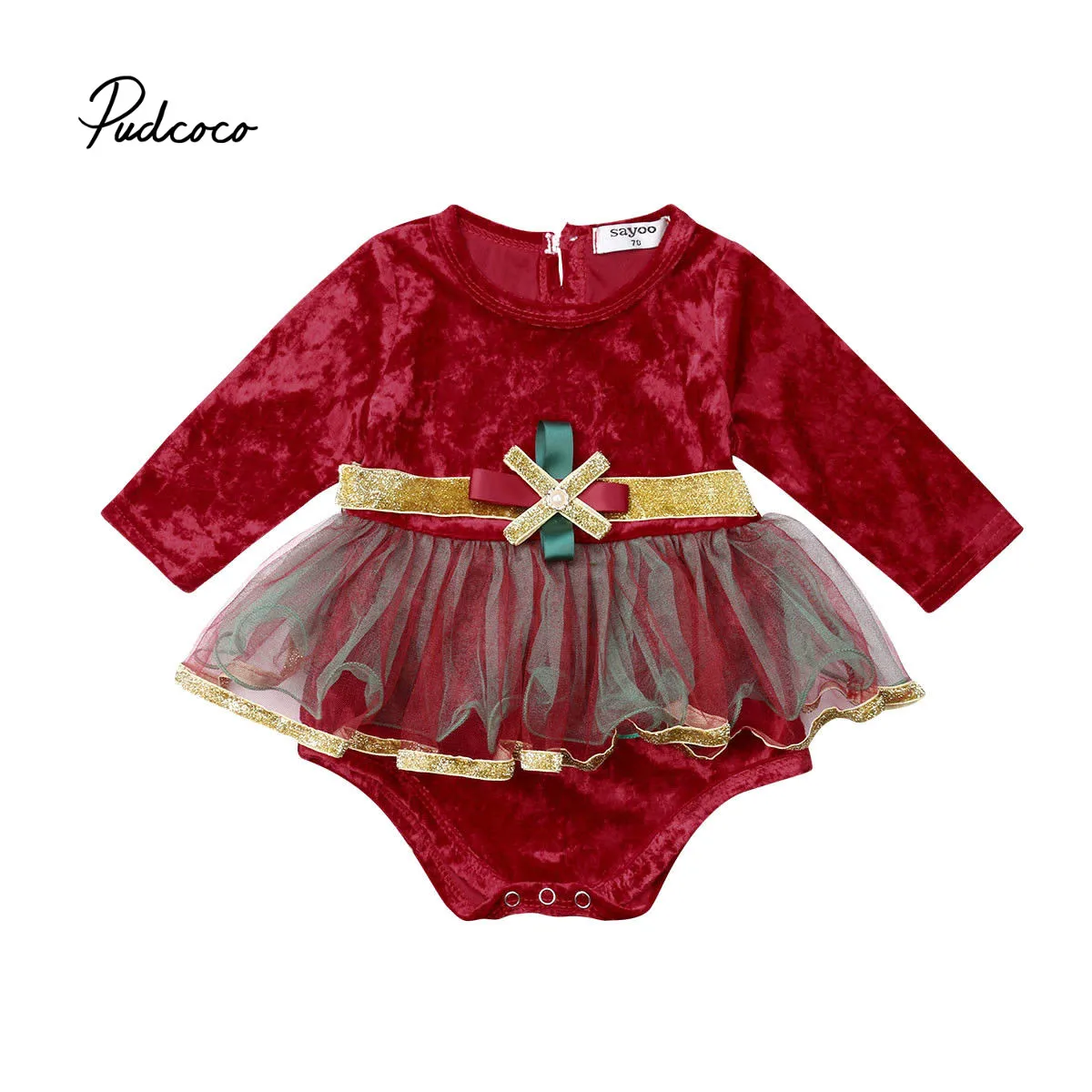 

Christmas Costume Velvet Tulle Tutu Dress Rompers Jumpsuit for Newborn Baby Girl Infant Children Cloth Kid Clothing for New Year