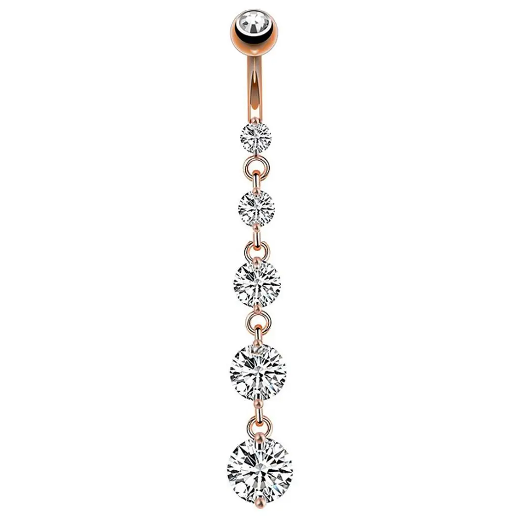 

Women Fashion Belly Piercing Jewelry Five-ring Zircon Pendant Navel Nail Casual, Daily, Party, etc. Ring