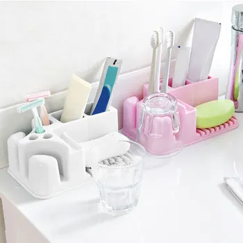 

Toothbrush Holder Stand Bathroom Sturdy Storage Toothpaste Rack Bathroom Wash Storage Rack Toothbrush Cup Holder Storage