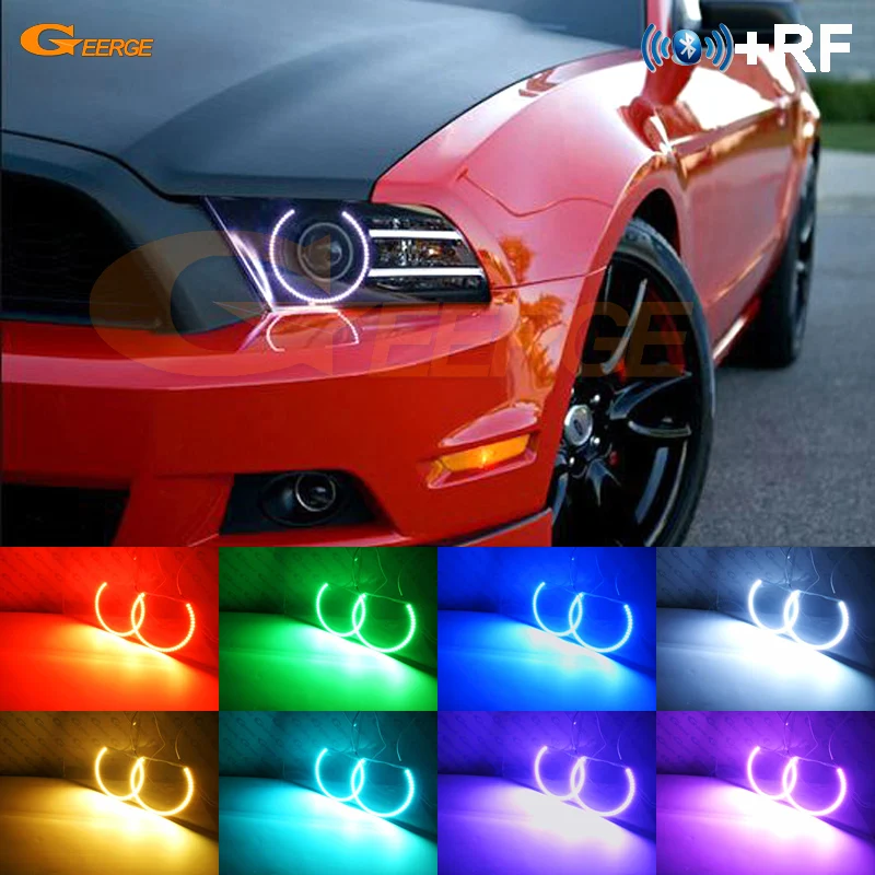RGB Halo Rings For Ford Mustang 2010-2014 with HID headlight LED Angel Eye DRL