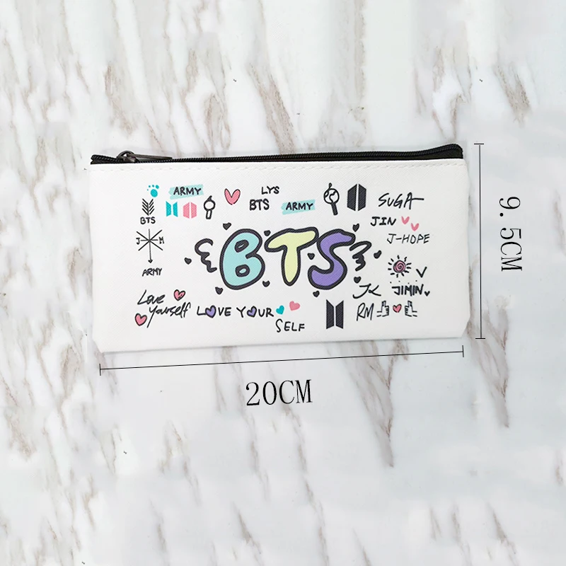 BTS BT21 Bangtang мальчик пенал для девочек Kawaii искусственная кожа Пенал школьный милый