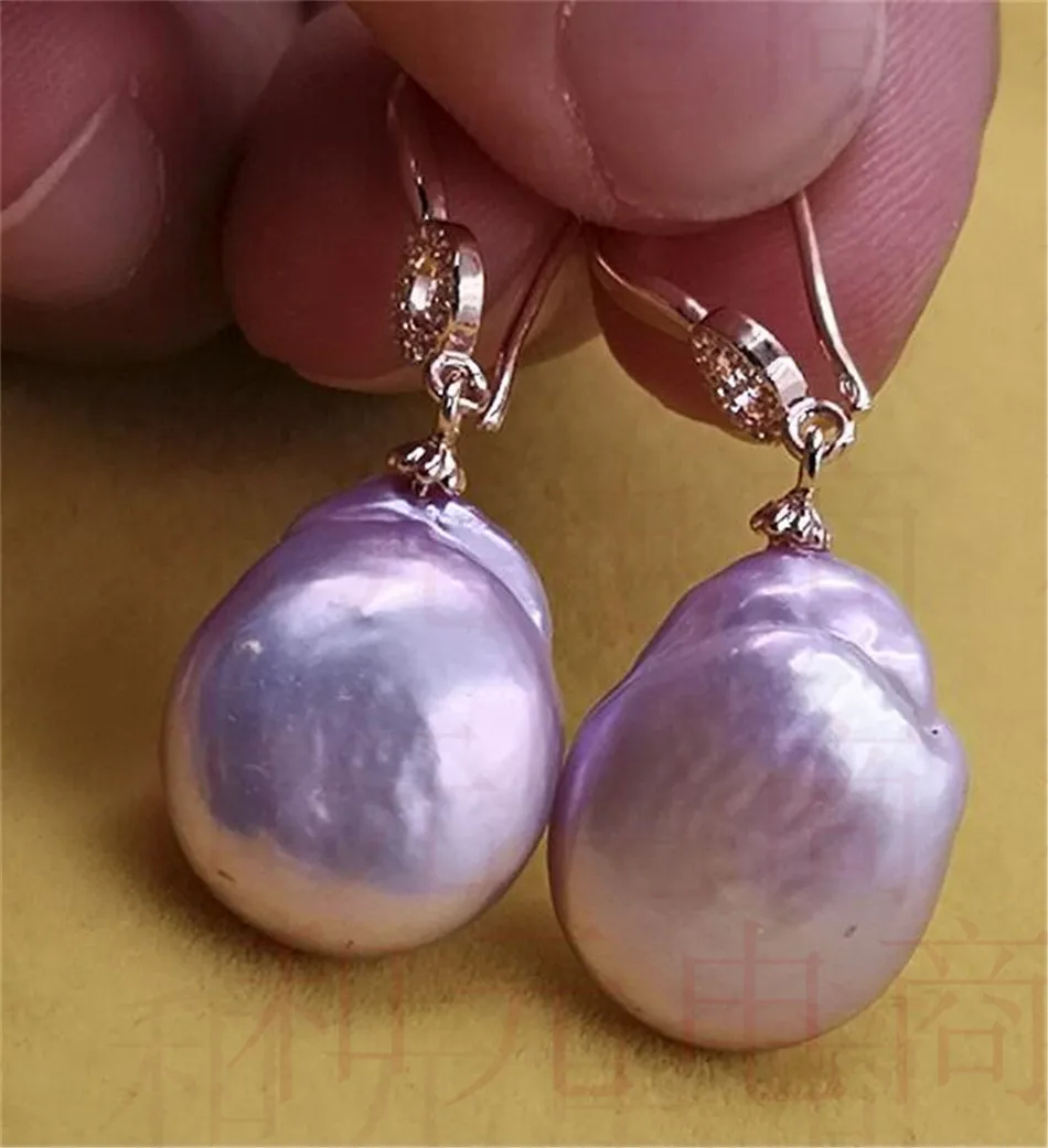 Серьги с барочным жемчугом aurora earbob torus TwoPin розовые AAA для вечеринок в Южно море 2018