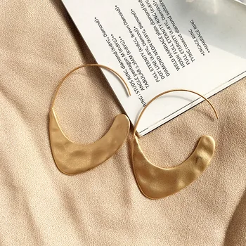 

Legenstar 2020 New Fashion Hammered Earring For Womens Gold Color Meatal Jewelry Alloy Geometric Hoop Statement Earrings