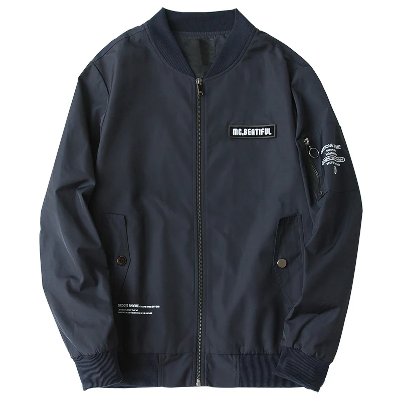 

Autumn Men Jacket Button Pocket Outdoor Coat Letter Blue Color Clothing For Man Casual Slim Fit Pilot Jacket Male Wear 334