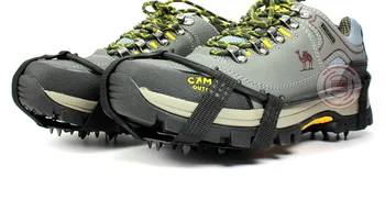 

M L Size Black Color Outdoor 18 Teeth Enhanced Cramped Anti-skid Shoe Cover Winter Hiking Shoe Spikes Snow Mud