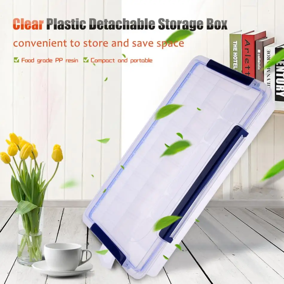 

Rectangle Clear Plastic Detachable Jewelry Beads Ring Storage Box Compartment Middle Large Earring Headset Small Sundries Box
