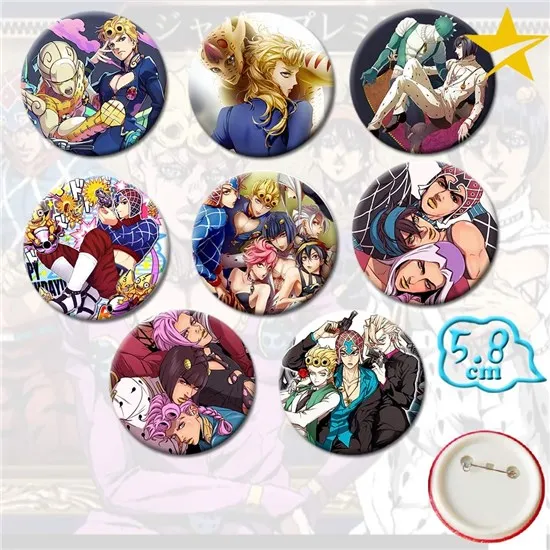 

OHCOMICS 8Pcs/Set Anime JoJo's Bizarre Adventure JotaroKujo PVC Button Badges Enamel Pins Brooch Chestpin Costume Backpack Decor