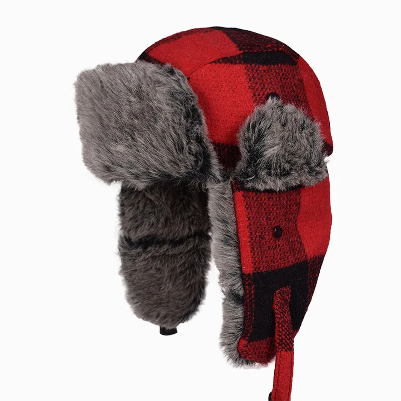 Hot Sale Russian Hat Ushanka Fur Mens Winter Hats Ear Flaps Sports Snow