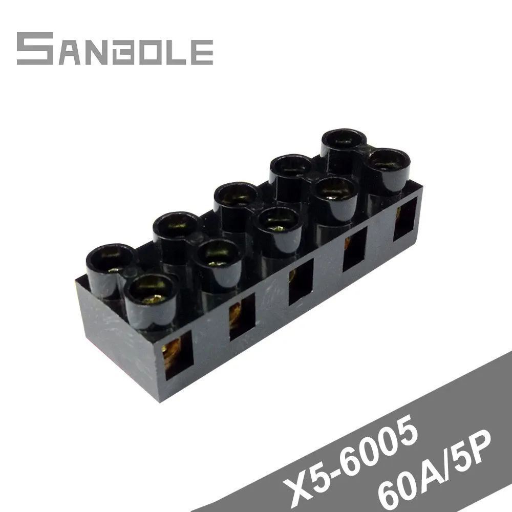 

Terminal blocks Fixed Type Base Connection Terminals with screws Connector Plate X5-6005(JX5-6005) 60A/5P (5PCS)