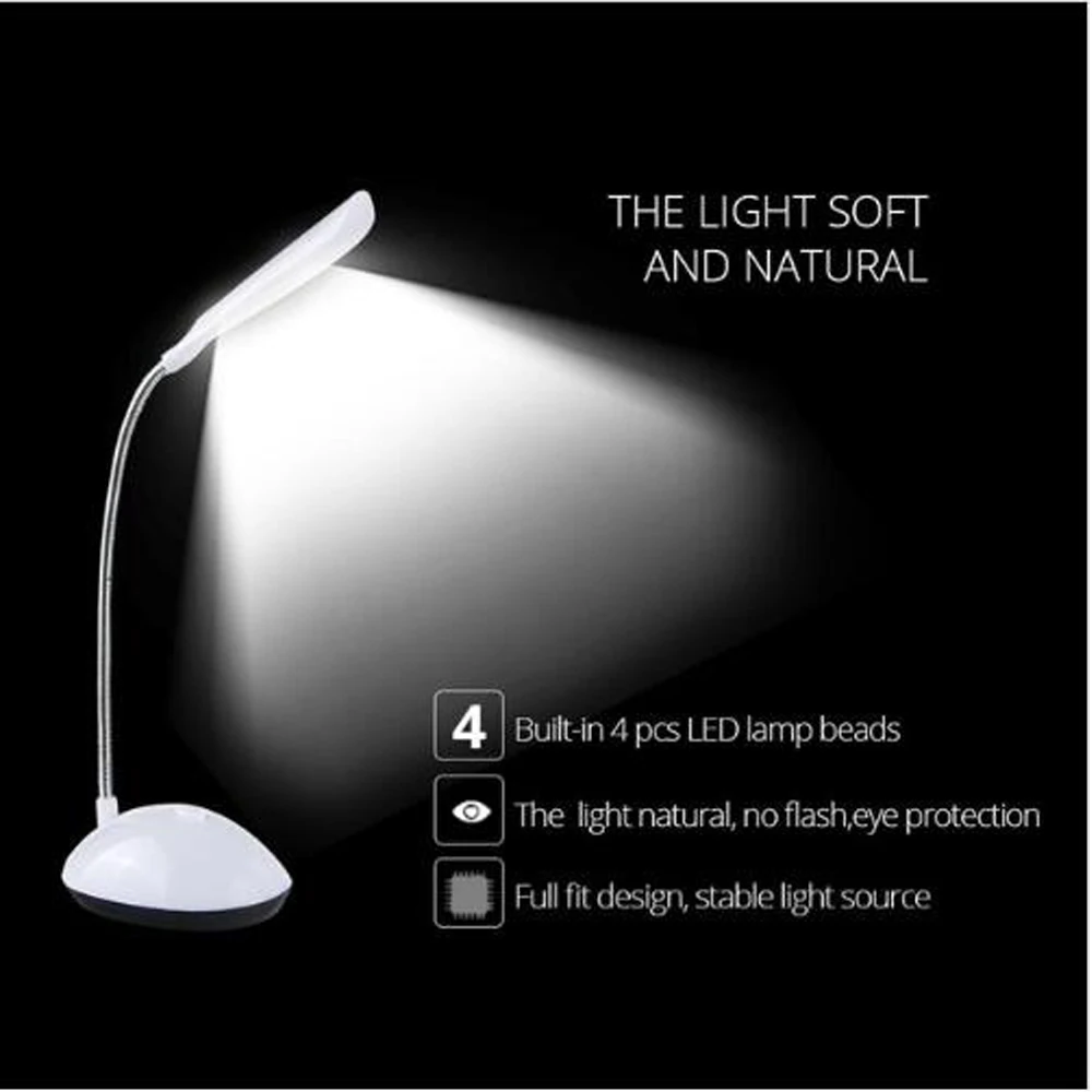  Flexible LED Desk Lamp College Dorm Table Lamp for Bedroom AAA Battery Powered Study Book Lights Ch - 32974766547