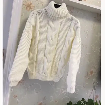 

Sweaters Women Autumn Winter Thick Knit Sweater Korean Style Turtleneck Twist Sweater Snow Wear Lazy Pullover Jumpers