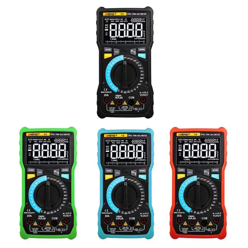 

ANENG V8 Backlight LCD True RMS Digital Multimeter 8000 Counts AC/DC Current Voltage Meter Voltmeter Ammeter Auto/Manual Range