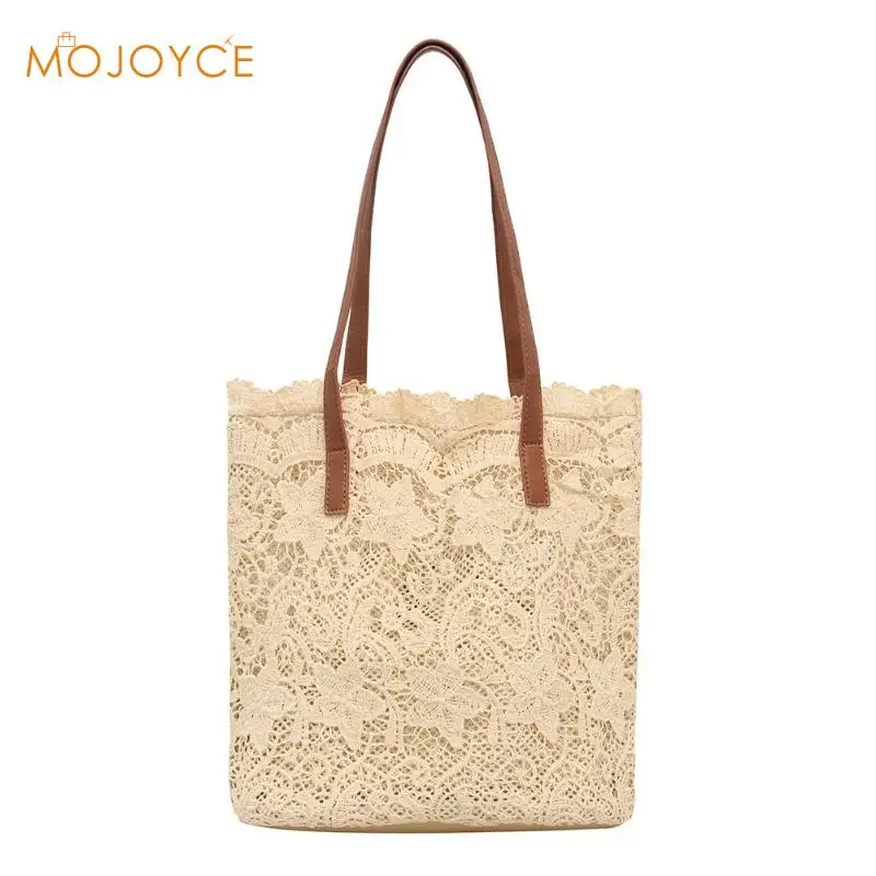 

Girls Lace Hollow Out Shoulder Women Handbags Summer Beach Female Vintage Casual Totes Composite Bags Torebki Damskie