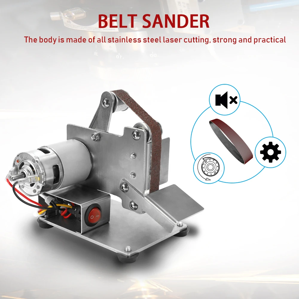 

Multifunctional Belt Sander Mini Portable Grinder Electric Belt Sander DIY Polishing Grinding Machine Cutter Edges Sharpener
