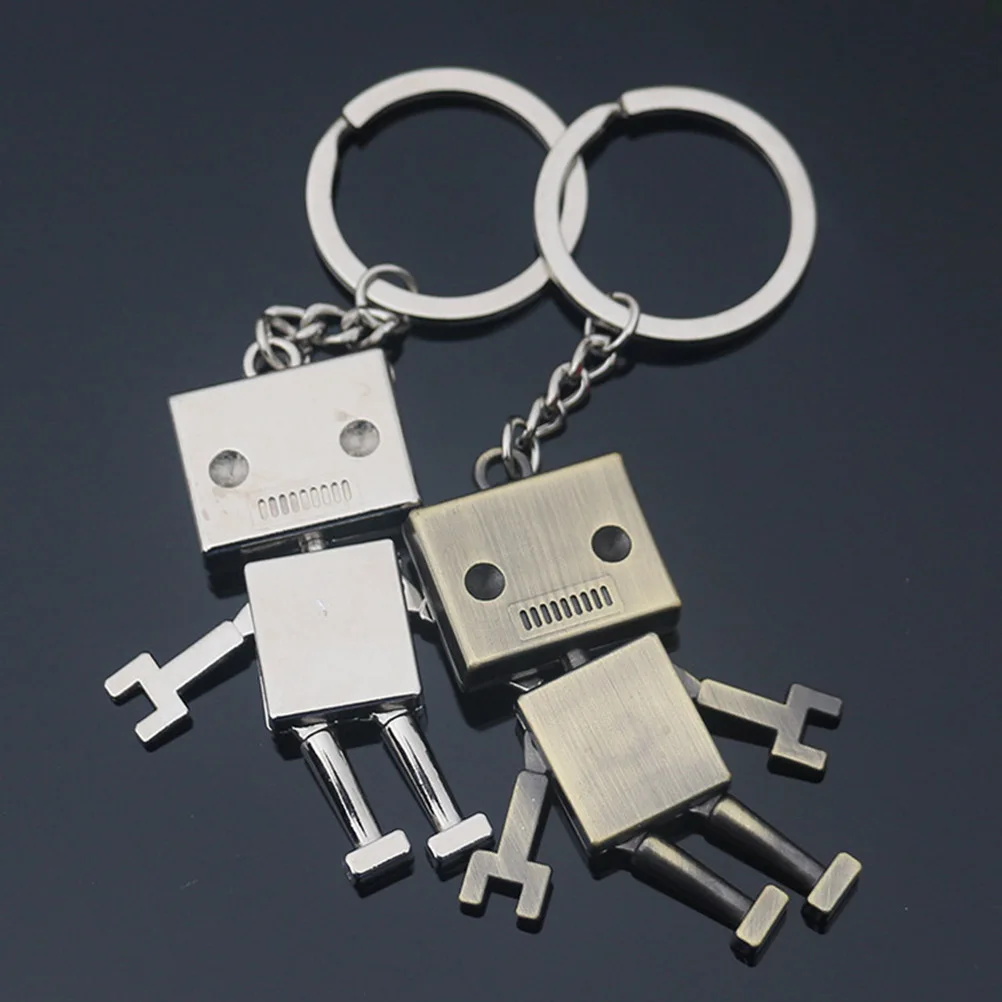 

2pcs Metal Robot Keychain Keyring Figure Metal Key Chain Ring For Women Men Gift Charms Pendant Decor Decoration Gift