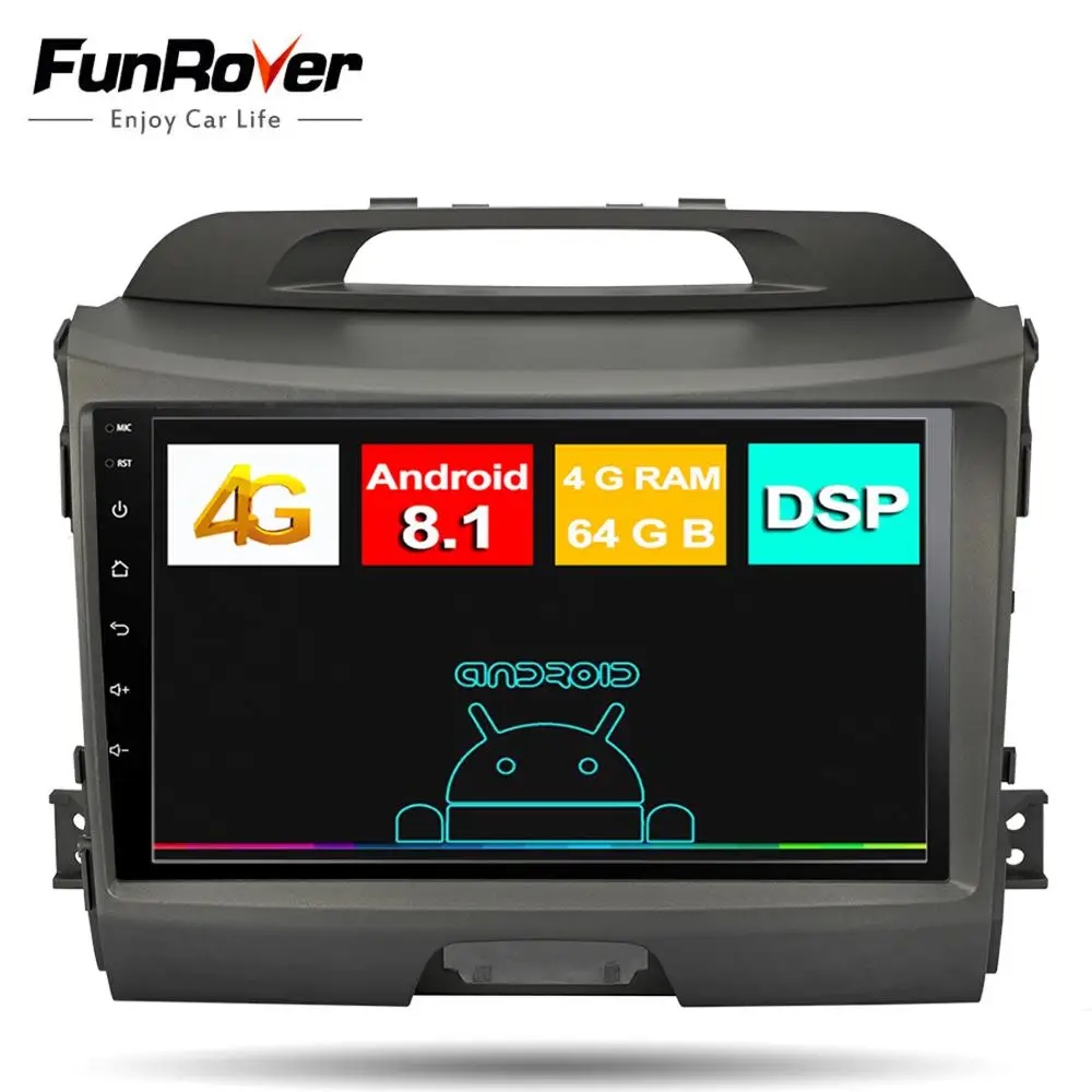 

Funrover 9" octa core android8.1 2 din Car Radio Multimedia player for kia sportage 2010-2015 gps Navigation DSP 4G+64G DSP LTE
