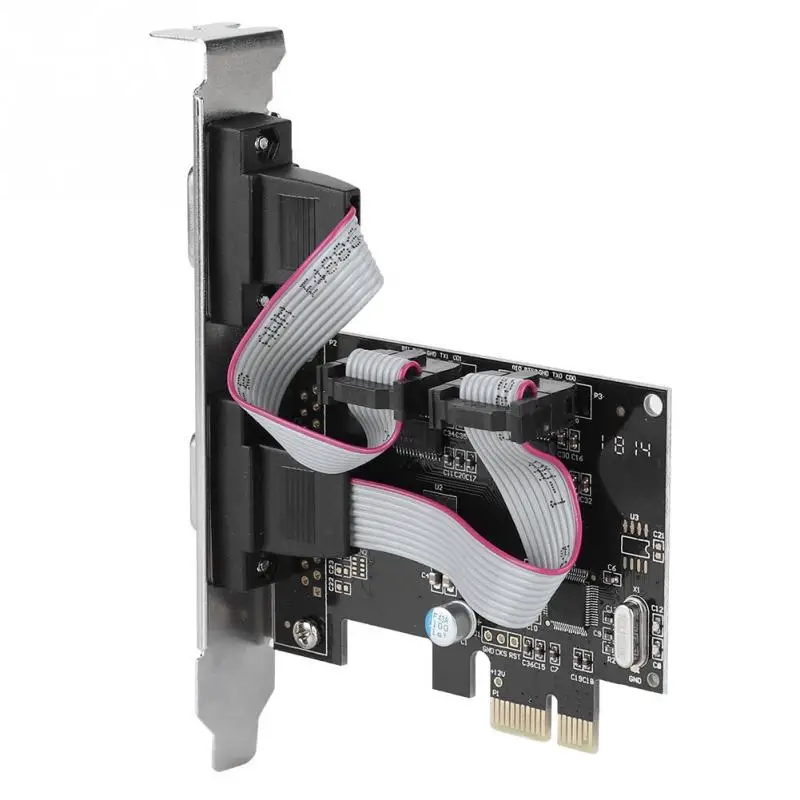 PCI E к RS232 2 портовый последовательный порт конвертер Экспресс контроллер адаптер