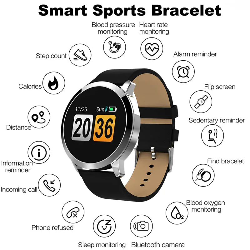 

Smart Watch Mens OLED Color Screen Smartwatch Fashion Women Tracker Heart Rate monitor Calendar Display Sport Fitness Wristwatch