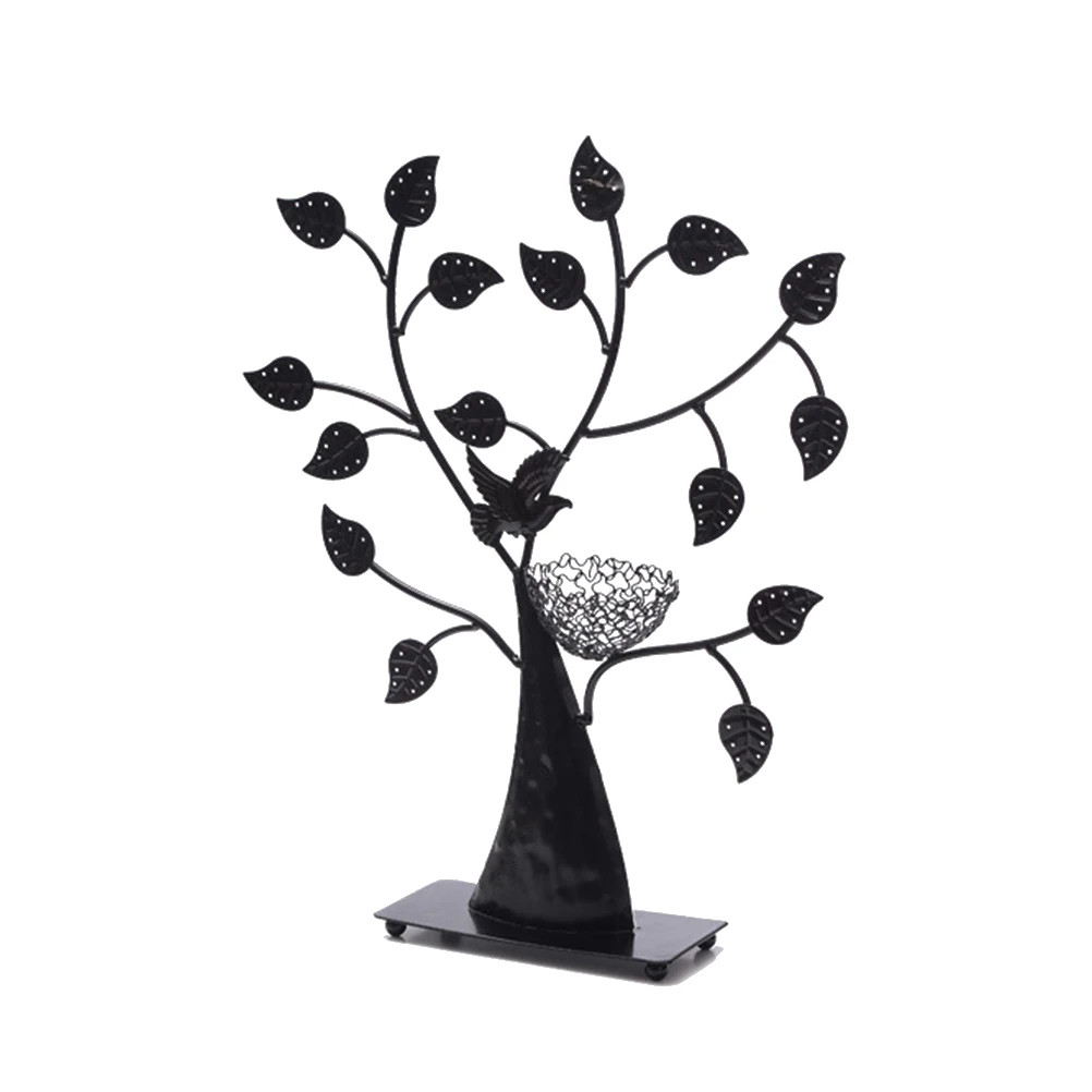 

Antique Bird Nest Tree Iron Black Jewelry Holder Rack Tower Display Stand Organizer for Necklace Bracelet Earring Ladies Women