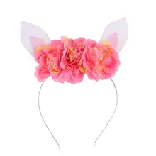 Кошачьи уши оголовье обруч для волос с декоративными цветами аксессуары для волос для детской Вечеринки(арбуз