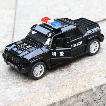 

Kombat Police Car XA3207 Alloy Sports Car Model Heavy Duty Cross Country Shield Police Car Sound Light Pull Back Car Model