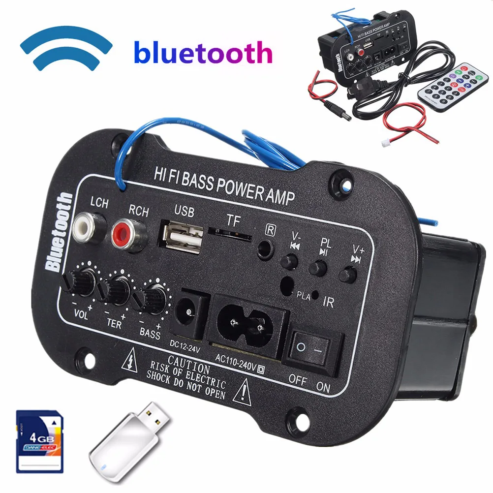 Автомобильный цифровой усилитель 5 дюймов Bluetooth Hi Fi бас мощности стерео USB TF пульт