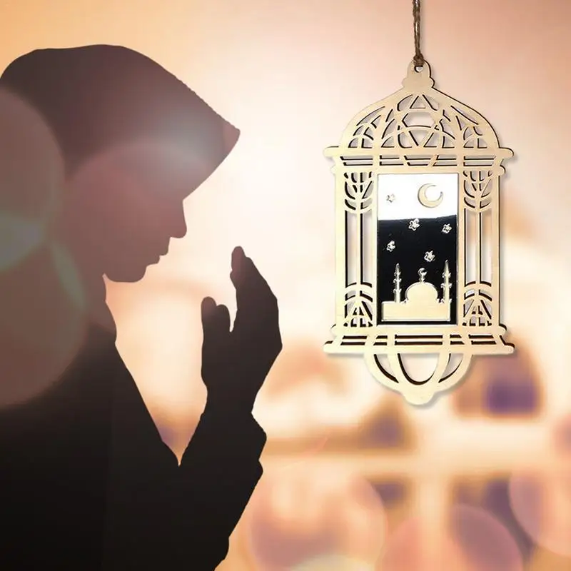 DIY Eid Mubarak зеркальный фонарь Pedant мусульманское Домашнее Украшение Фанера полое