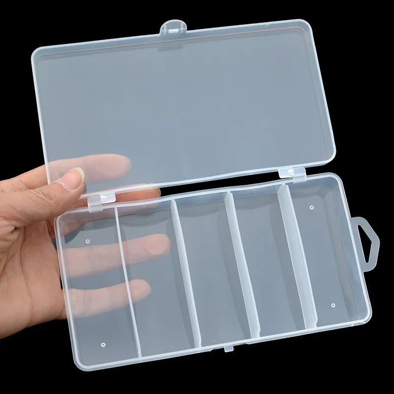 

Fishing Tackle Storage Box 1 Piece Big Clear Plastic 5 Compartment High Quality Fishing Accessories Assortment Storage Case