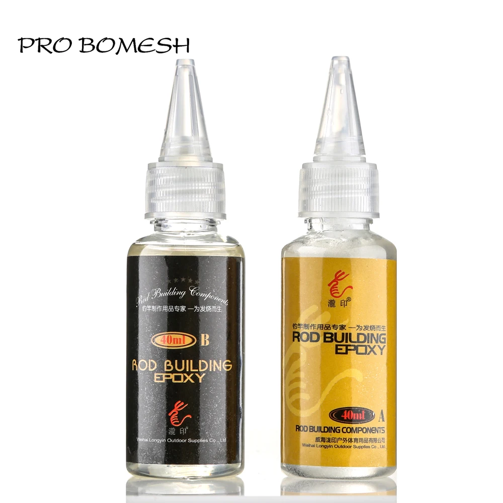 Pro Bomesh 1 Set 20ml Set 40ml Set Epoxy Resin Fishing Guide Glue Transparent DIY Fishing Rod Building Component Repair Kit