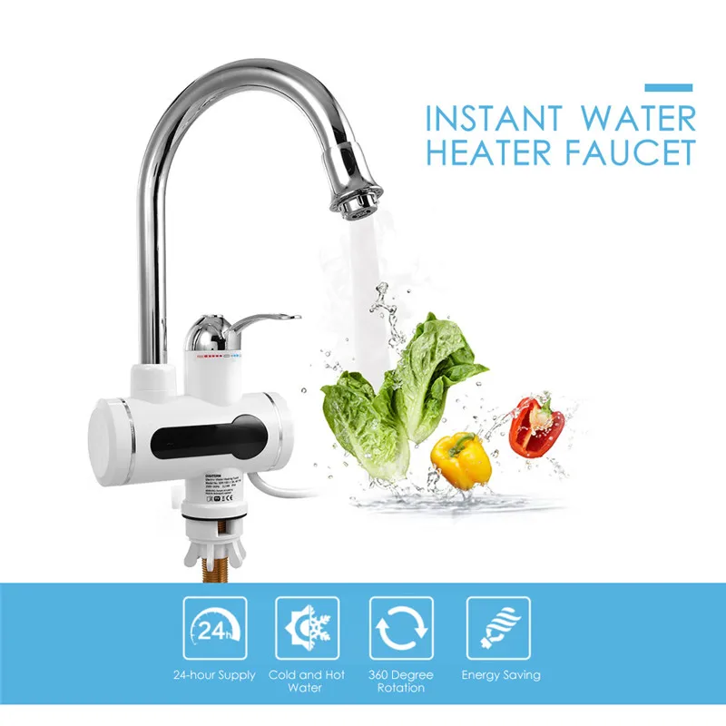 

Instant Tankless Electric Hot Water Heater Faucet Kitchen Instant Heating Tap Water Heater With Digital Display