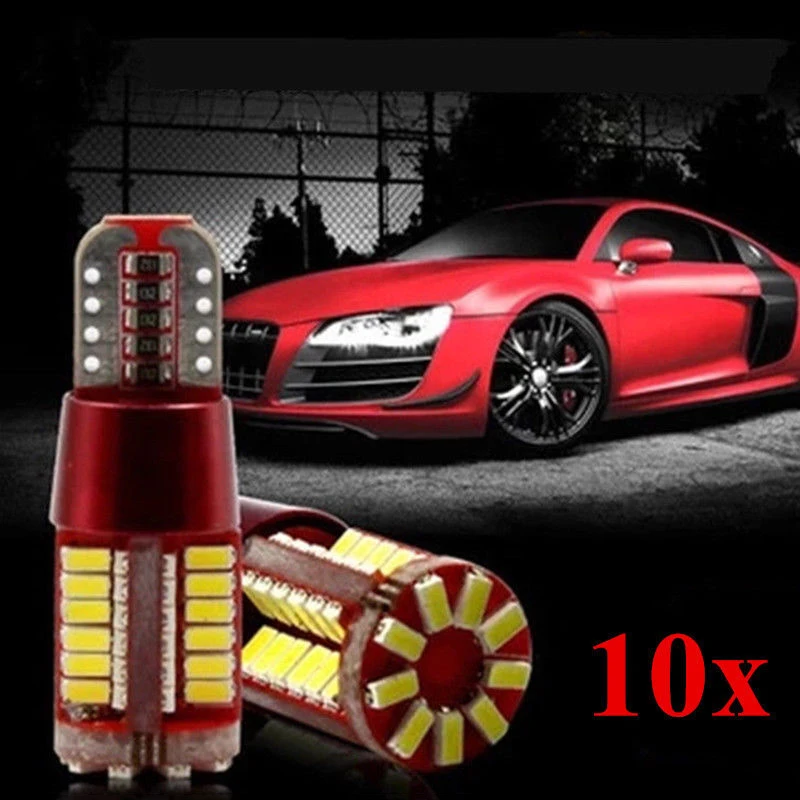 

10pcs DC 12V 6W 6500K 200-300 LM T10 W5W 194 3014 SMD 57LED Canbus Error Free LED Car Indicator Turn Light Bulb