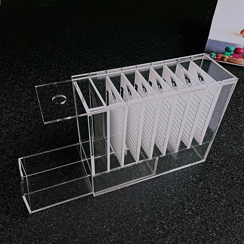 

by dhl or ems 8-layer acrylic eyelash storage box Makeup Display Container Eyelashes Glue Pallet Holder Case Transparent Box
