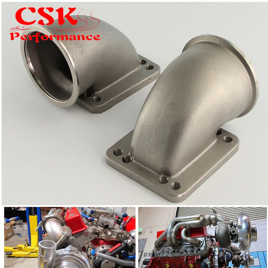 Flange para t3 Pces Vband 90 Graus Fundido Turbo Cotovelo Adaptador t4 Turbocompressor 2 76mm 3.0