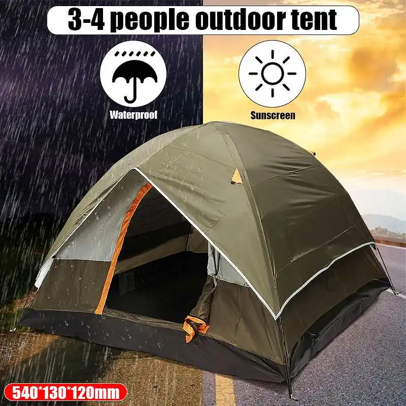 

3-4 Person Windbreak Camping Tent Dual Layer Waterproof Anti UV Tourist Tents Outdoor Hiking Beach Travel Inflatable Mattress