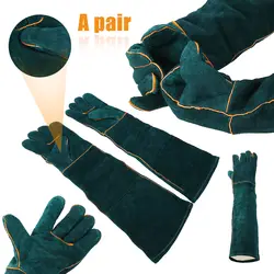 1 пара теплые перчатки сварки Длинные термостойкие перчатки рабочие безопасности защитный кожаный Шестерни аксессуары 60 см