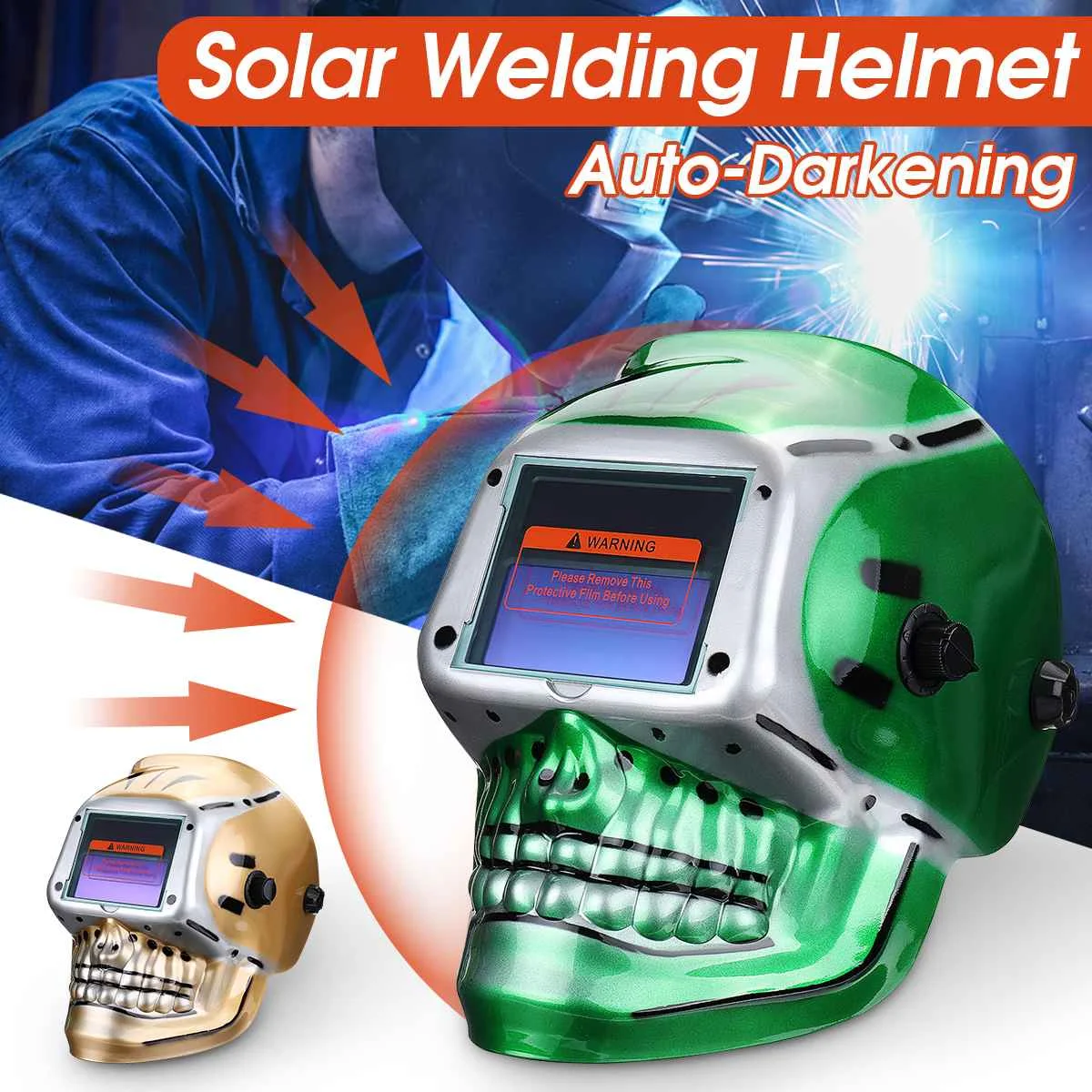 

New Solar Power Automatic Dimming Welding Helmet Adjustable HeadBand Professional and DIY Household Welding Mask