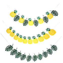 Тропический гавайский лист ананаса гирлянда Бантинг детский Душ Баннер для вечеринки