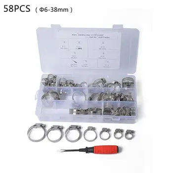 

58 pcs 7 kinds of specifications stainless steel hose clamp (6-38mm) with a flat-blade screwdriver