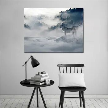 

Wall Art Home Decor Framework Canvas Pictures 1 Piece Animal Wolf Cloud Landscape Painting Poster Decor Shipped 24 Hour