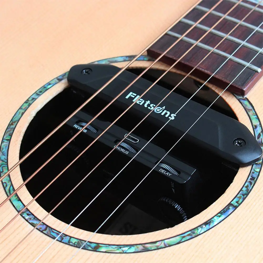 

FLATSONS Multi-functional Acoustic Guitar Resonance Pickup Amplifier with Volume Mic Delay Reverb Chorus Controls Flatsons FR2