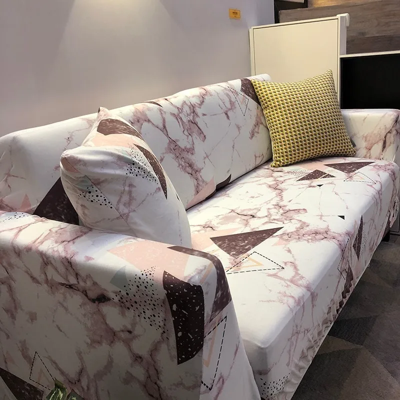 

Afervor Modern Marbling Print Sofa Cover Elastic Geometric Slip-resistant Removable Tight Wrap Slipcovers 1/2/3/4-seater 1PC