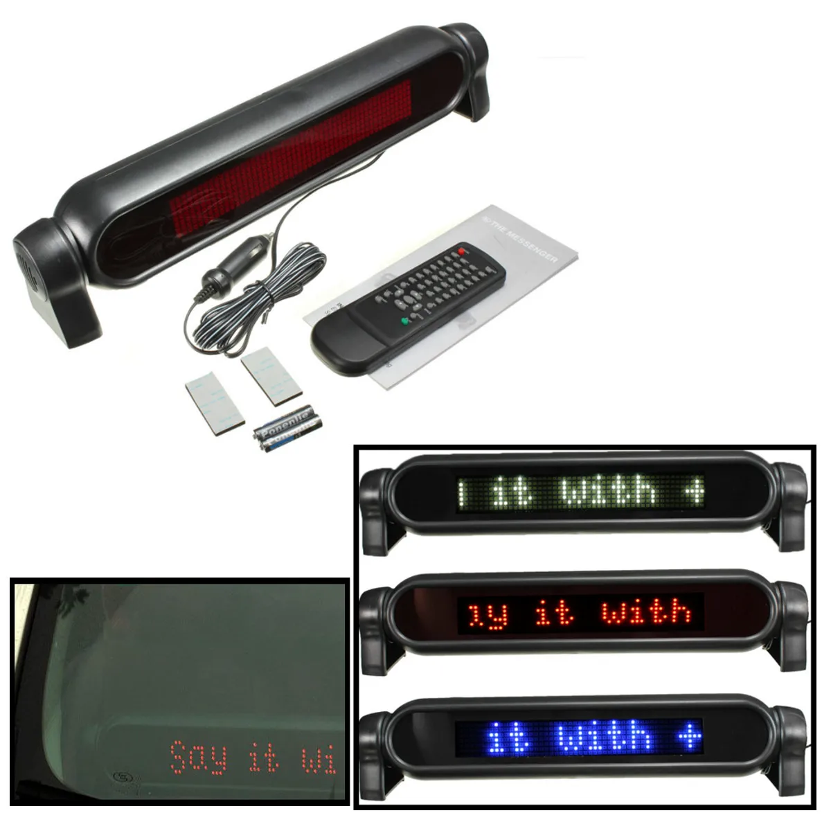 

12 V /24V Car Electronic Scrolling Message System with Remote Control red white blue