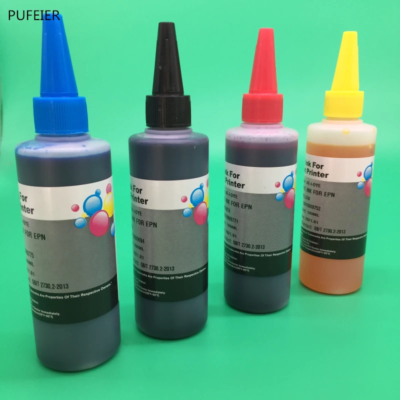 

4PCS x 100ML T1401-T1404 Dye Based Ink For Epson T42WD TX620FWD TX560WD NX635 WF-7510 WF-7520 WF-7010 Workforce 630 633 625 645