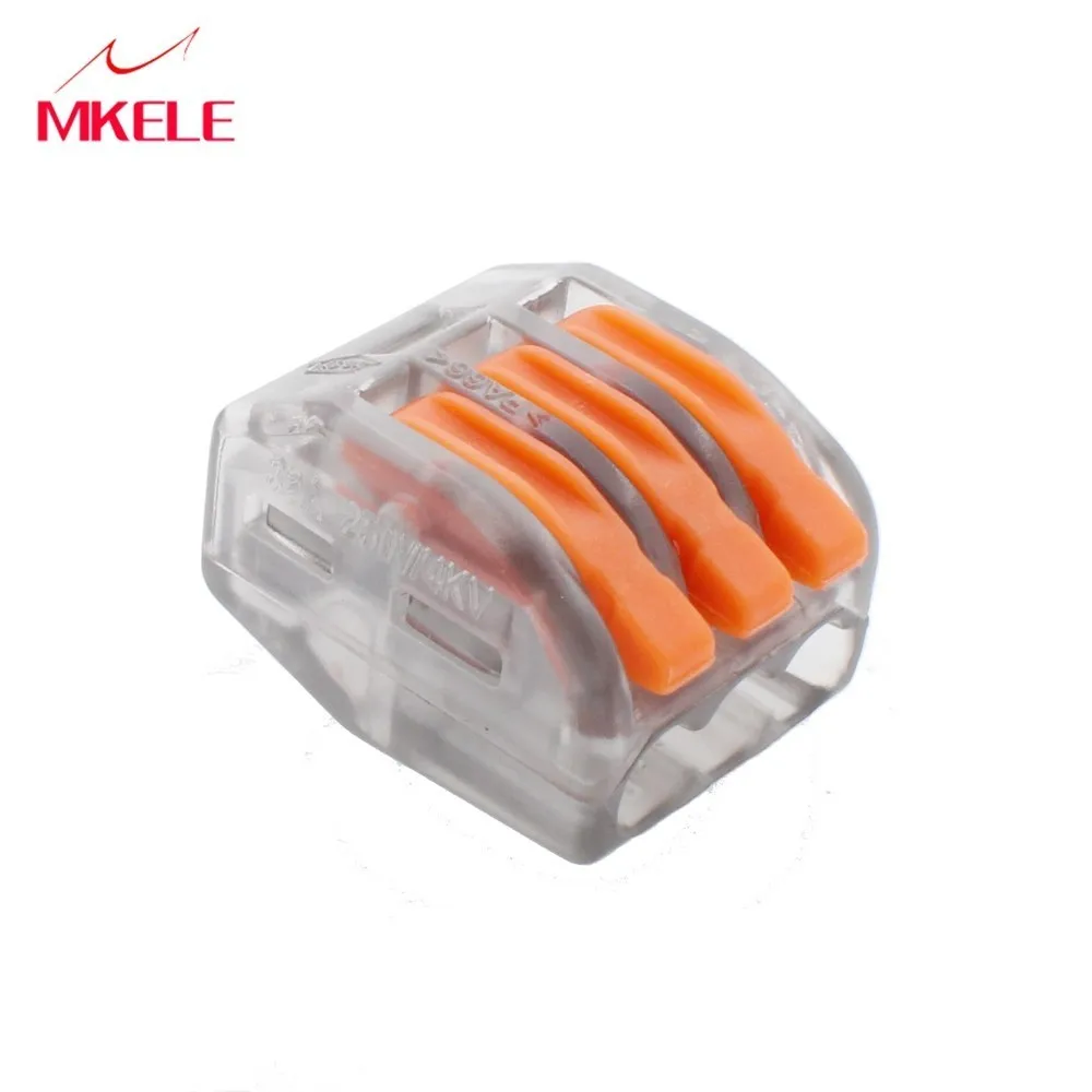 

(10pcs/lot) WAGO mini fast Wire Universal Compact Wiring Connector 3 pin Conductor Terminal Block pcb plug