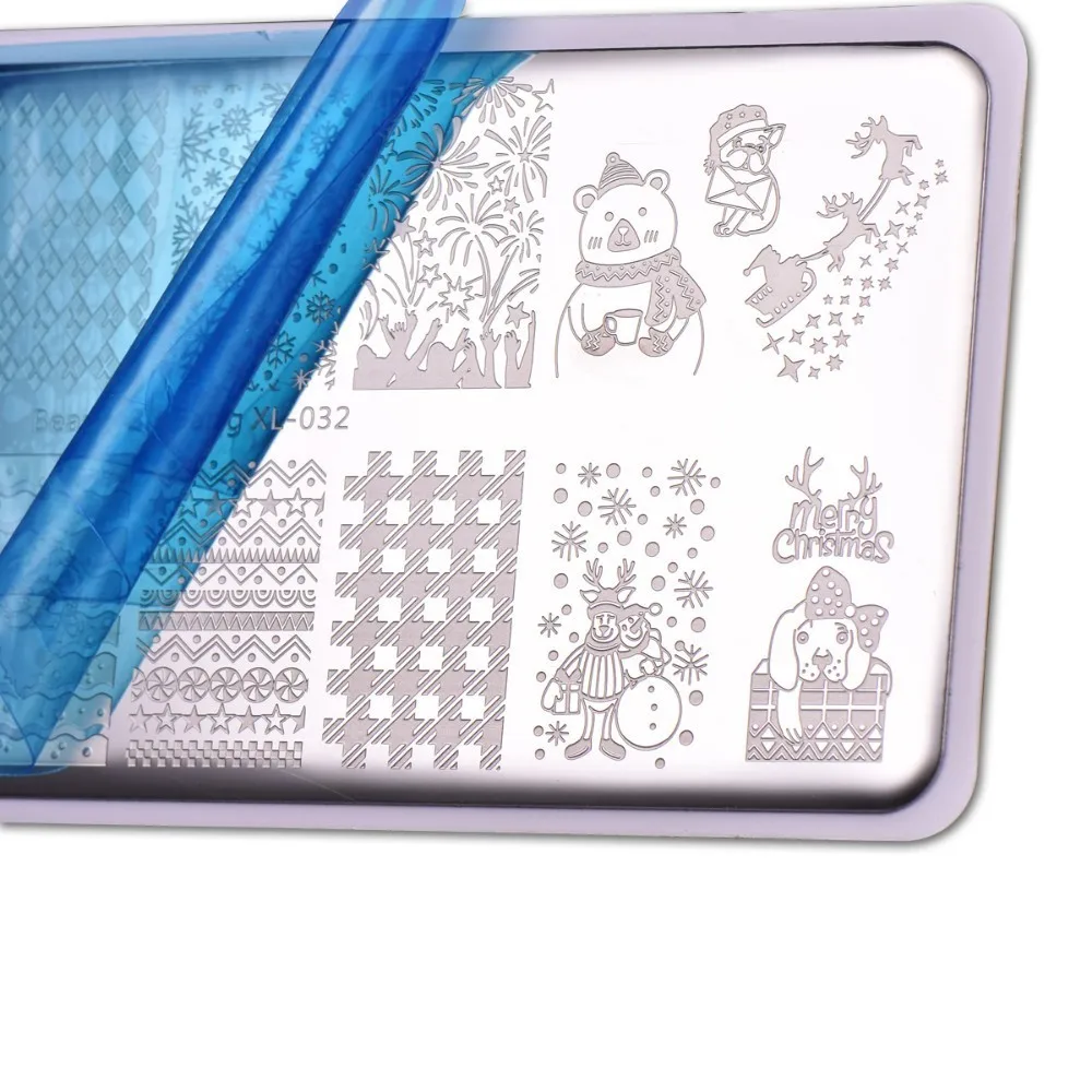 Набор пластин для штамповки ногтей BeautyBigBang, 5 шт., Рождественская Снежинка, изображение снеговика, шаблон для дизайна ногтей, пластина для штамповки ногтей