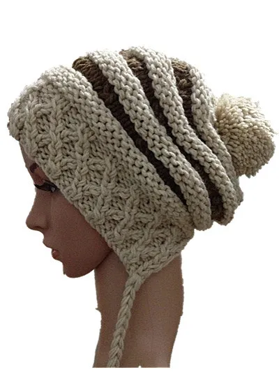 BomHCS 100% Handmade Knitted Hat Winter Women's Warm Beanie with