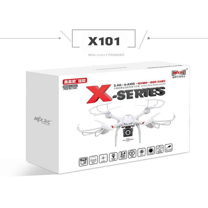 Профессиональный RC дроны Дрон MJX X101 с C4015 C4018 Камера FPV 2,4 ГГц 6 оси гироскопа RC Quadcopter 3D Безголового режима RC вертолет