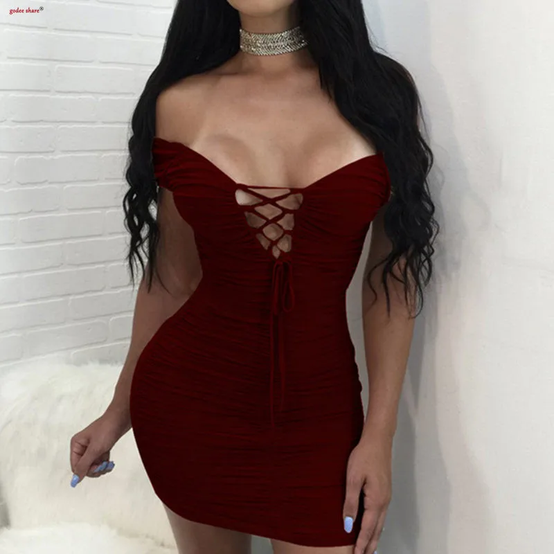 Sexy Mini Dresses Women Vestido 2019 Femme Summer Clothes Short Sleeve V Neck Backless Bandage Dress Female Costumes | Женская одежда